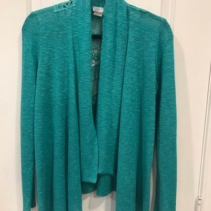 Charming Charlie Emerald Cardigan Lace Back
